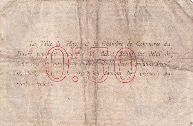 1917 France - 50 Centimes - Ville et Chambre de Commerce du Havre (Notgeld) - Loose Change Coins