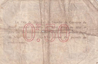 1917 France - 50 Centimes - Ville et Chambre de Commerce du Havre (Notgeld) - Loose Change Coins