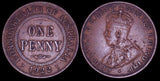 1922 Australian Penny - Fine - London Obverse with "Wide Date Toenail 9" and Flat Base Lettering - Considered Scarce - Loose Change Coins