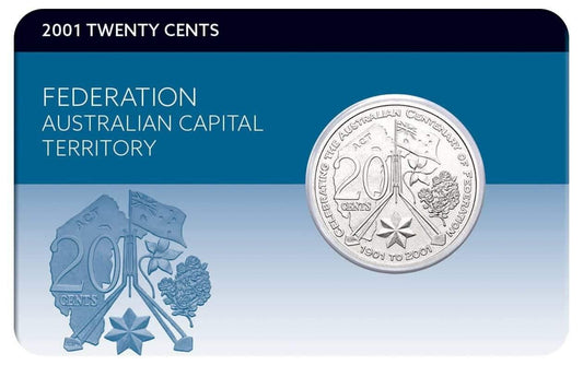 2001 Australian 20 Cent Coin - CENTENARY OF FEDERATION - AUSTRALIAN CAPITAL TERRITORY Coin Pack - Loose Change Coins