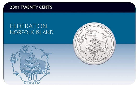 2001 Australian 20 Cent Coin - CENTENARY OF FEDERATION - NORFOLK ISLAND Coin Pack - Loose Change Coins