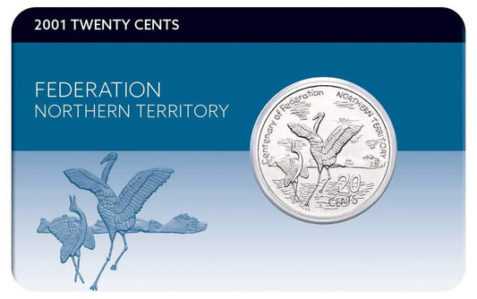 2001 Australian 20 Cent Coin - CENTENARY OF FEDERATION - NORTHERN TERRITORY Coin Pack - Loose Change Coins