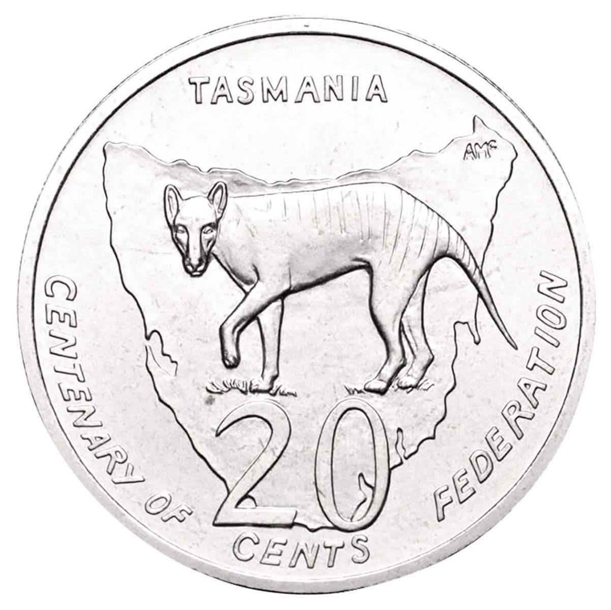 2001 Australian 20 Cent Coin - CENTENARY OF FEDERATION - TASMANIA Coin Pack - Loose Change Coins