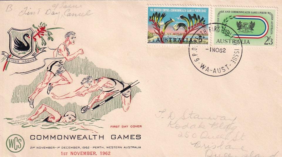 1962 Australian First Day Cover - VII Commonwealth Games (2) - Perth Cancellation - Loose Change Coins