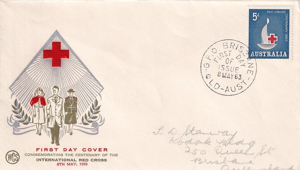 1963 Australian First Day Cover - 5d Red Cross Centenary - Loose Change Coins