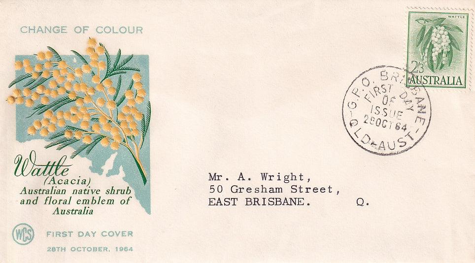 1964 Australian First Day Cover - Native Fowers - Wattle - Loose Change Coins