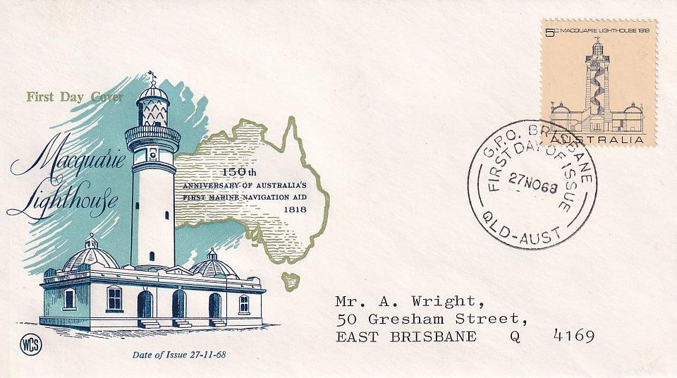 1968 Australian First Day Cover - First Australian Lighthouse - Loose Change Coins