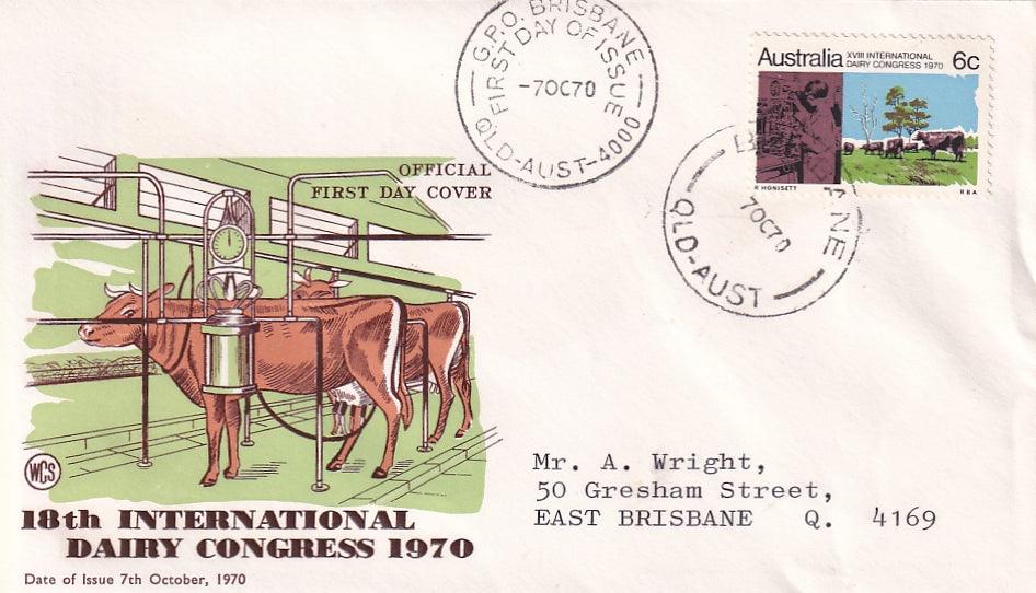 1970 Australian First Day Cover - 18th International Dairy Congress Sydney - WCS - Loose Change Coins