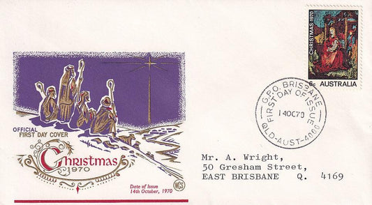 1970 Australian First Day Cover - Christmas - Loose Change Coins