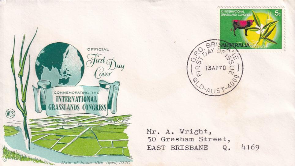 1970 Australian First Day Cover - International Grasslands Conference - Addressed - Loose Change Coins