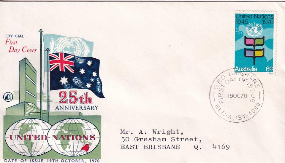 1970 Australian First Day Cover - United Nations - Loose Change Coins