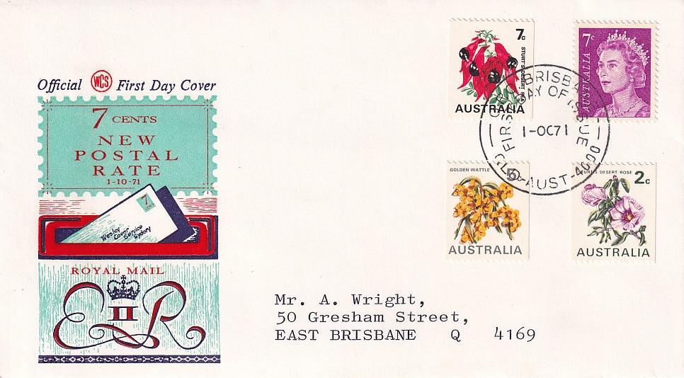 1971 Australian First Day Cover - New Postal Rate - WCS - Loose Change Coins