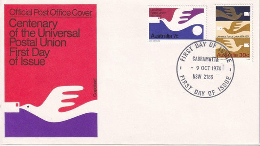 1974 Australian First Day Cover - Centenary of the Universal Postal Union - Cover #2 - Loose Change Coins