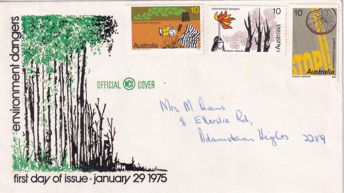 1975 Australian First Day Cover - Australian Environment Dangers #3 - Loose Change Coins