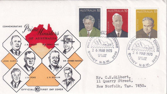 1975 Australian First Day Cover - Commemorating Prime Ministers of Australia - Loose Change Coins