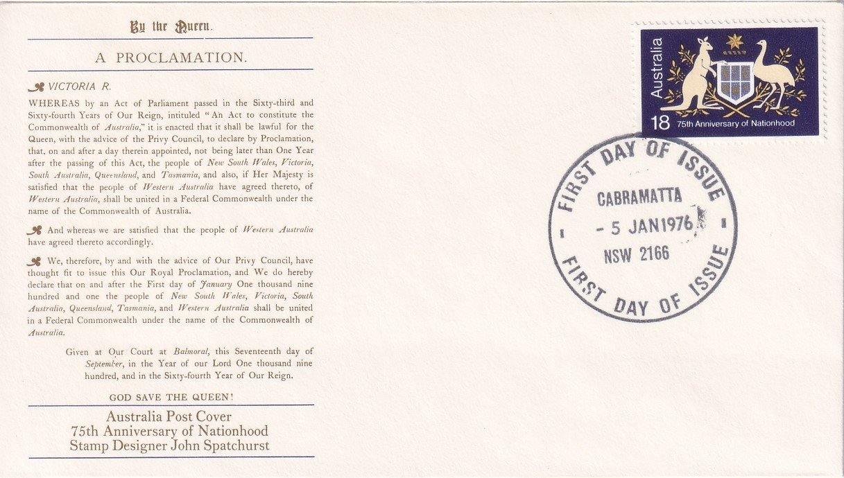 1976 Australian First Day Cover - 75th Anniversary of Nationhood #1 - Loose Change Coins