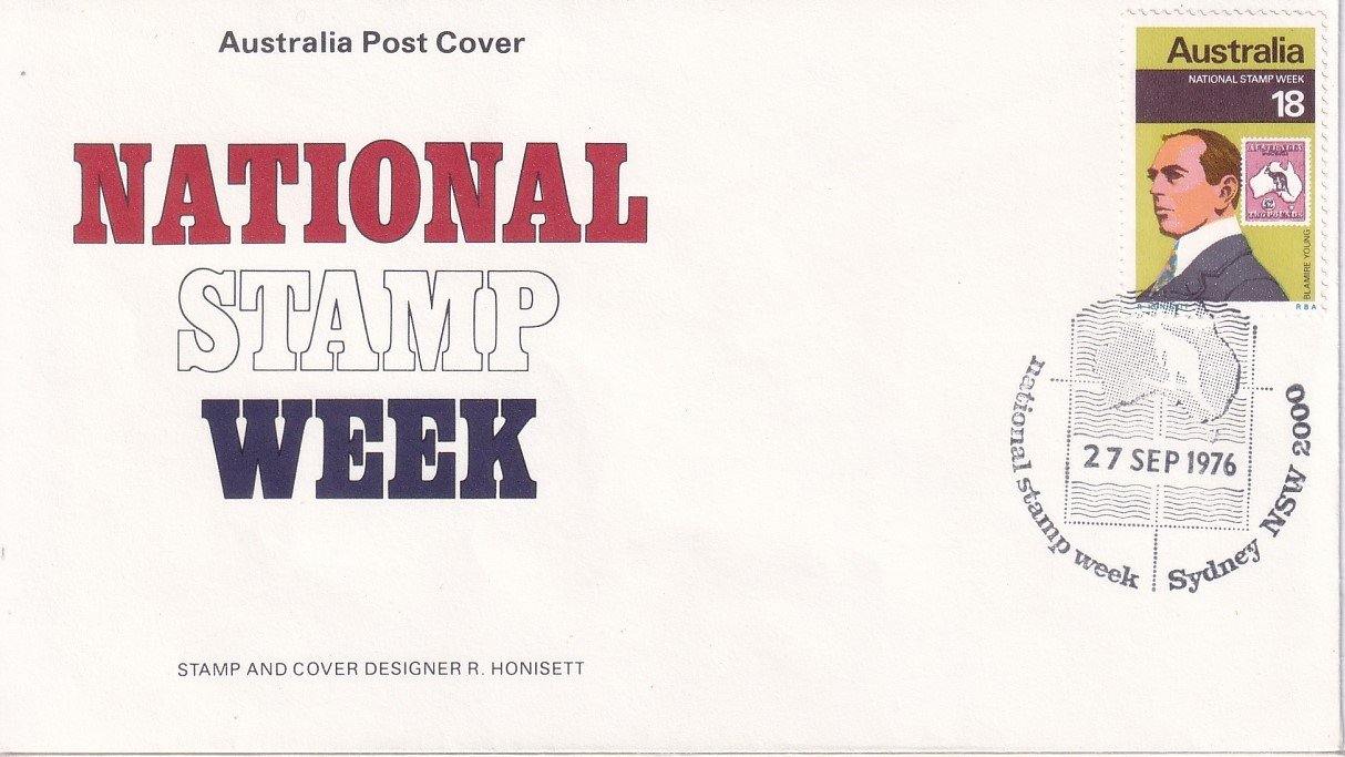 1976 Australian First Day Cover - National Stamp Week - Blamire Young - First Commonwealth Stamp #2 - Loose Change Coins