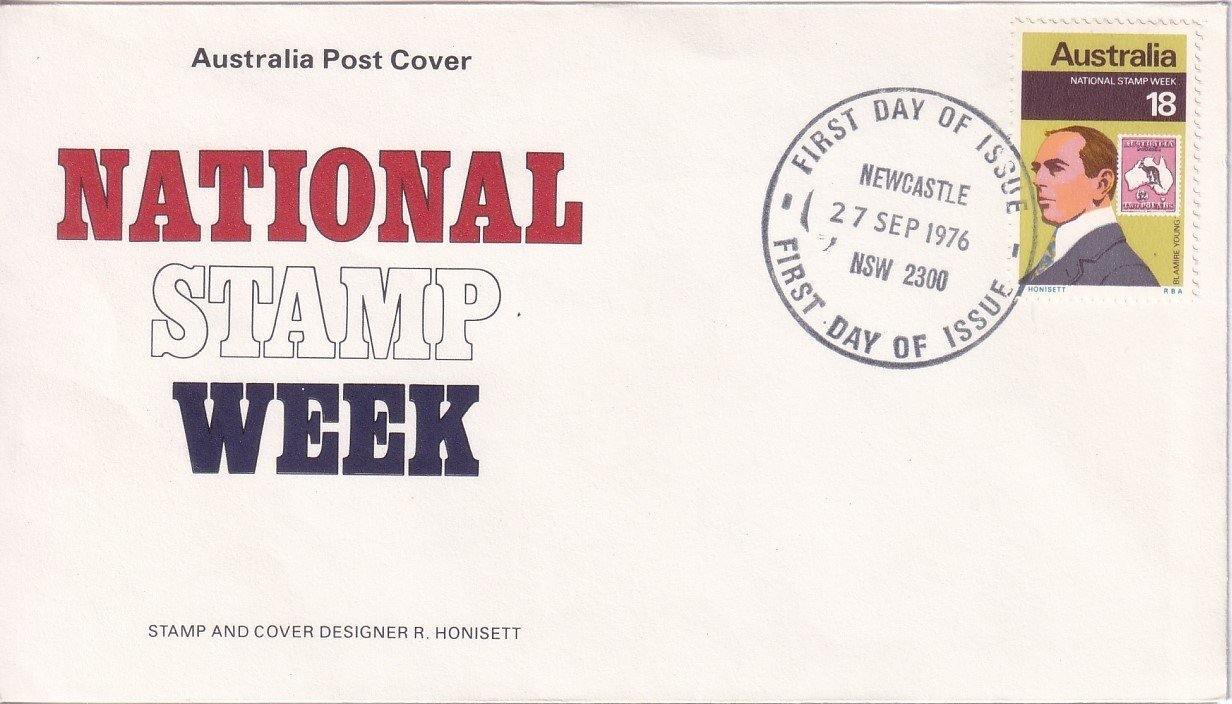 1976 Australian First Day Cover - National Stamp Week - Blamire Young - First Commonwealth Stamp #3 - Loose Change Coins