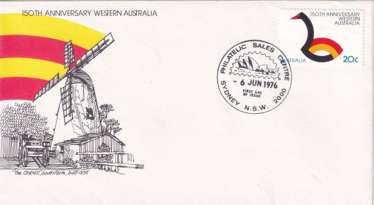 1976 Australian First Day Cover No.128 - 150th Anniversary of Western Australia - Loose Change Coins