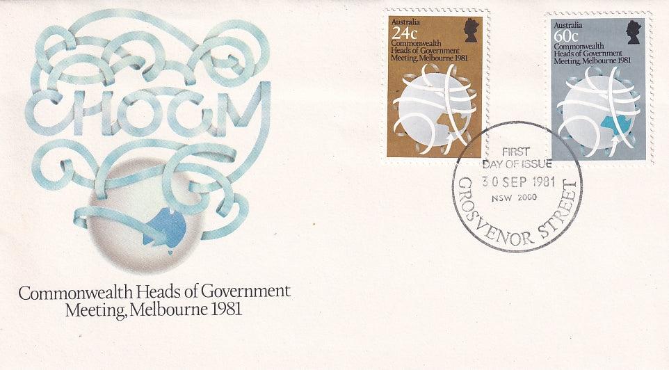 1981 Australian First Day Cover - CHOGM - Grosvenor Street Cancellation Stamp - Loose Change Coins