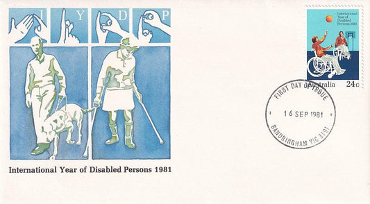 1981 Australian First Day Cover - International Year of Disabled Persons - Sandringham Cancellation Stamp - Loose Change Coins