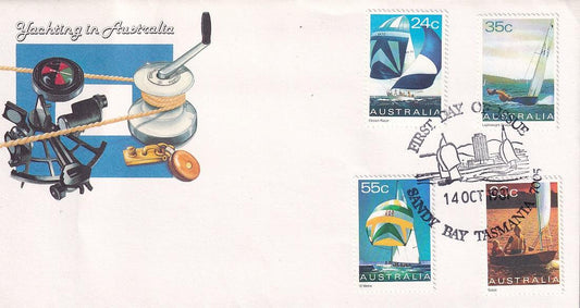 1981 Australian First Day Cover - Yachting in Australia - Sandy Bay Cancellation Stamp - Loose Change Coins