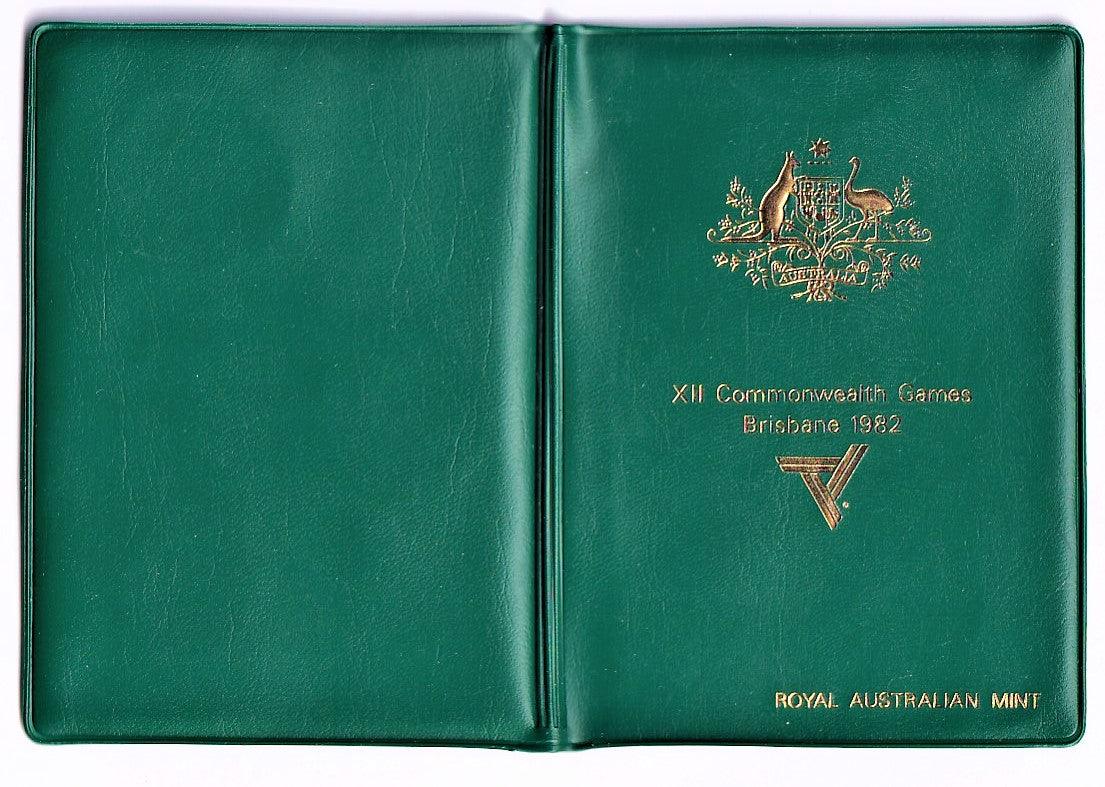 1982 Royal Australian Mint Uncirculated Set - XII Commonwealth Games - Green Wallet *PVC RESIDUE* - Loose Change Coins