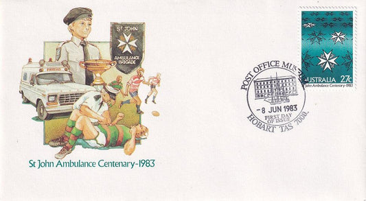 1983 Australian First Day Cover - St Johns Ambulance - Centenary - Loose Change Coins