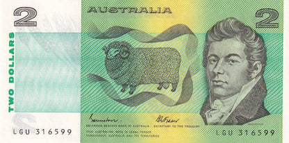 1985 Australian 2 Dollar Note - Multiple Prefix Numbers Available - JOHNSTON/FRASER - R89 - GENERAL PREFIX - Uncirculated - Loose Change Coins