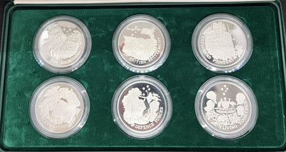 1988 Bicentennial Commemorative Medallion Series - Set of Six Sterling Silver Proof 50mm Medallions (426 grams of 92.5 Silver) - Loose Change Coins