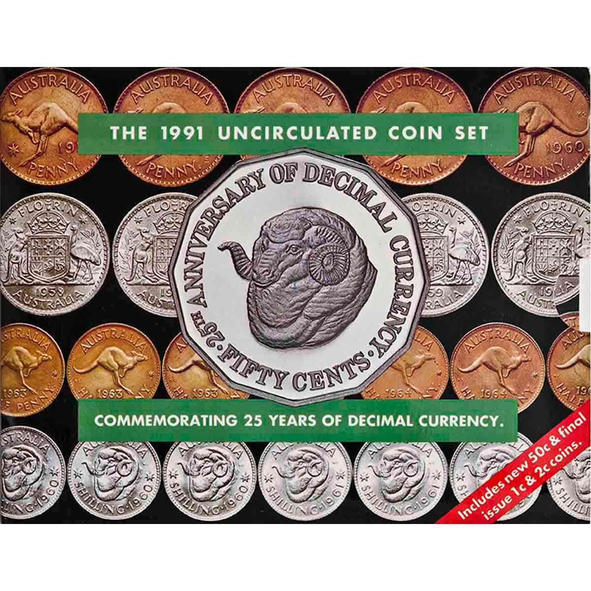 1991 Royal Australian Mint Uncirculated 6 Coin Set - 25th Anniversary of Decimal Currency - Loose Change Coins