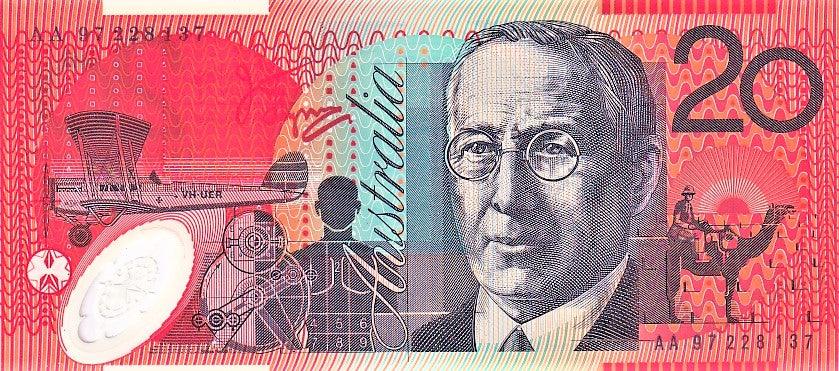1997 Australian 20 Dollar Note - FIRST PREFIX - AA  97228137 - Macfarlane/Evans R416aF - UNCIRCULATED - Loose Change Coins