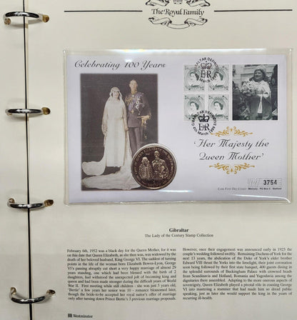 The Royal Family Westminster Collection - The Lady of the Century - The Queen Mother Stamp and Coin Cover Collection - Loose Change Coins