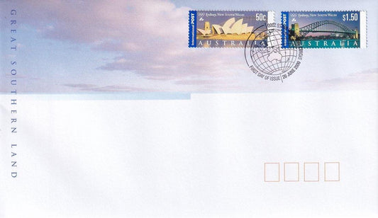 2000 Australian First Day Cover - First International Post Stamps - Panoramas #2 - Loose Change Coins