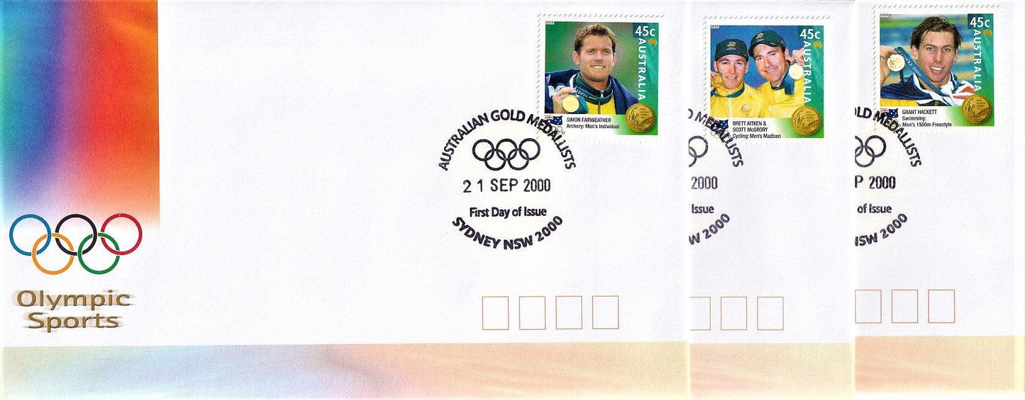 2000 Australian First Day Cover Set of 18 - Australian Olympic Gold Medallists 2000/Opening Ceremony/Paralympian of the Year - Loose Change Coins