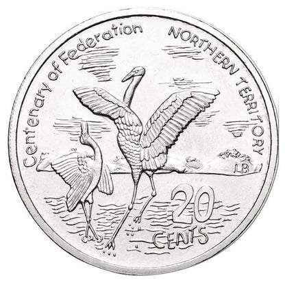 2001 Australian 20 Cent Coin - Centenary of Federation - NORTHERN TERRITORY - UNCIRCULATED from ROLL - Loose Change Coins