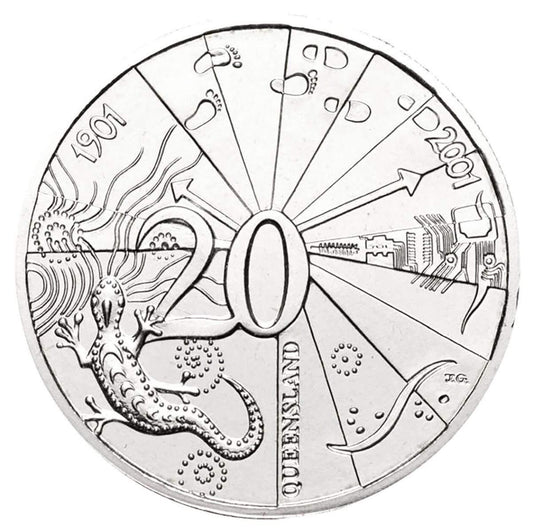 2001 Australian 20 Cent Coin - Centenary of Federation - QUEENSLAND - UNCIRCULATED from ROLL - Loose Change Coins