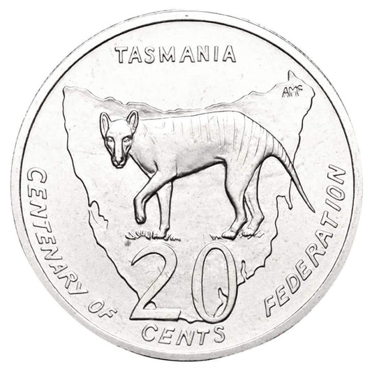 2001 Australian 20 Cent Coin - Centenary of Federation - TASMANIA - UNCIRCULATED from ROLL - Loose Change Coins