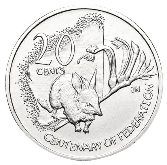 2001 Australian 20 Cent Coin Centenary Of Federation WESTERN 2001-australian-20-cent-coin-centenary-of-federation-western