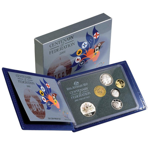 2001 Royal Australian Mint Six Coin Proof Set - The Centenary of Federation - Loose Change Coins