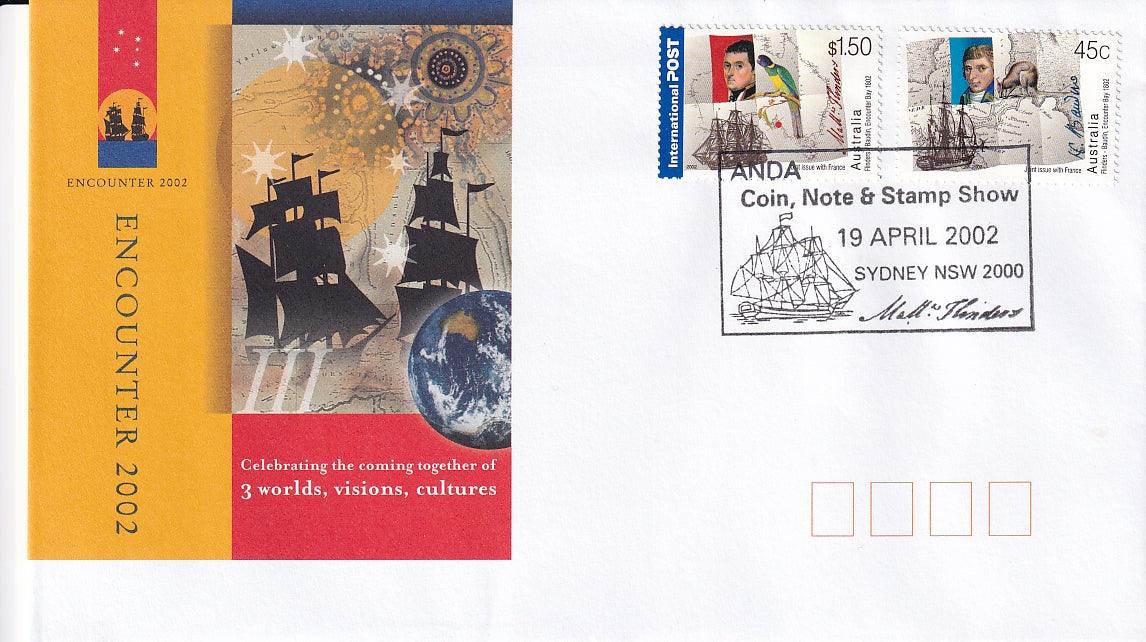 2002 ANDA Coin, Note & Stamp Show FDC - Flinders-Baudin Bicentenary 'Encounter' - Joint Issue with France - Loose Change Coins
