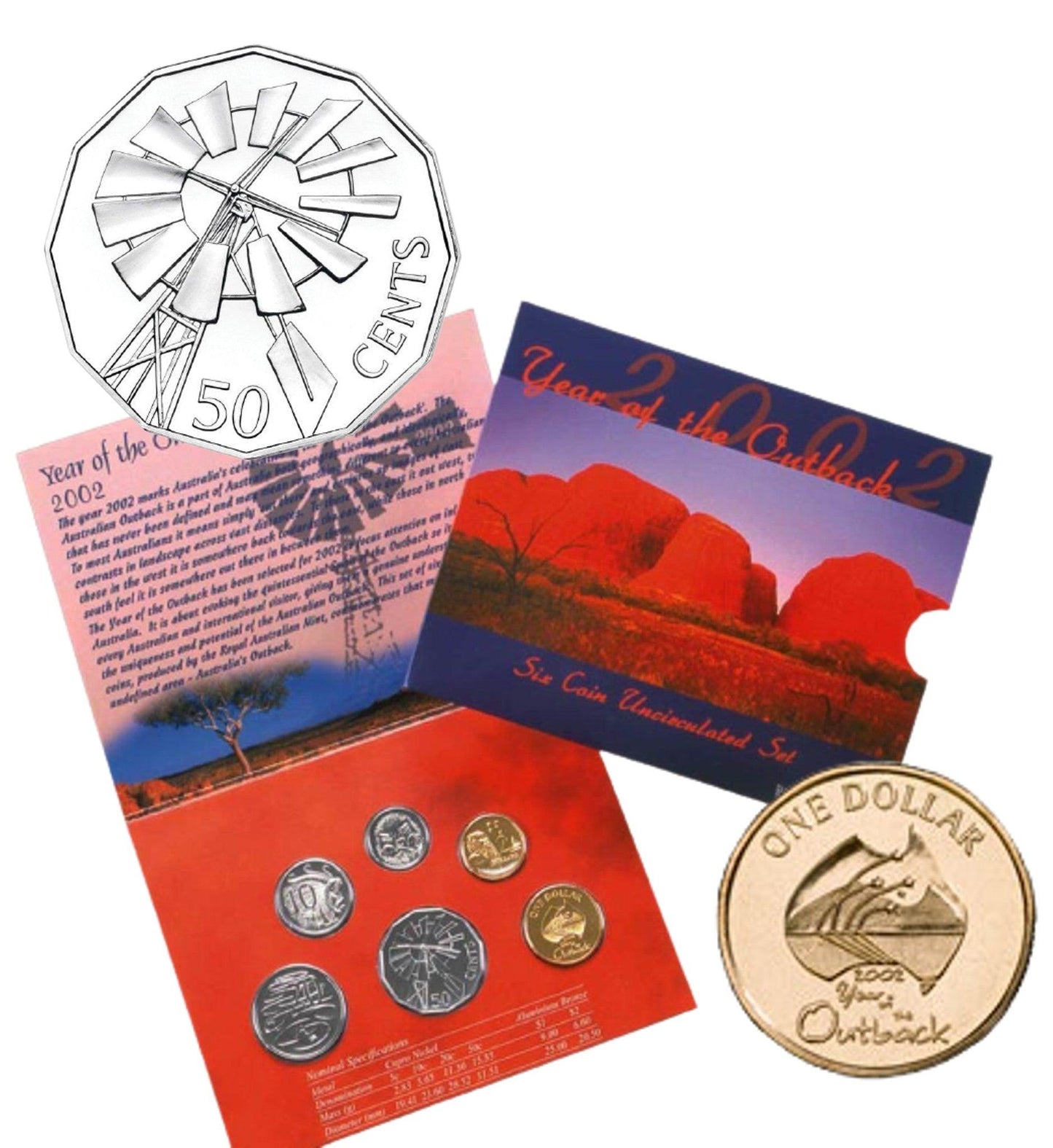 2002 Royal Australian Mint Uncirculated 6 Coin Set - Year of the Outback - Loose Change Coins
