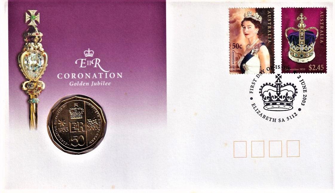2003 PNC - QEII 50th anniversary of the Coronation - Golden Jubilee - First Bronze 50c Coin - Loose Change Coins