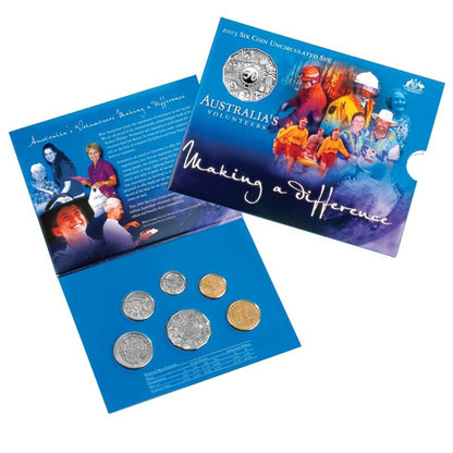 Australia 2003 Uncirculated Mint Coin Set - International Year of the Volunteer - Loose Change Coins
