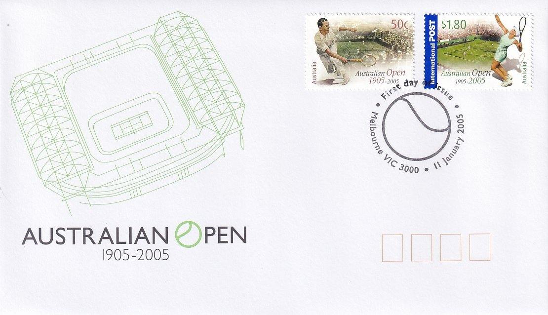 2005 Australian First Day Cover - Australian Open Tennis Centenary FDC (2) - Loose Change Coins