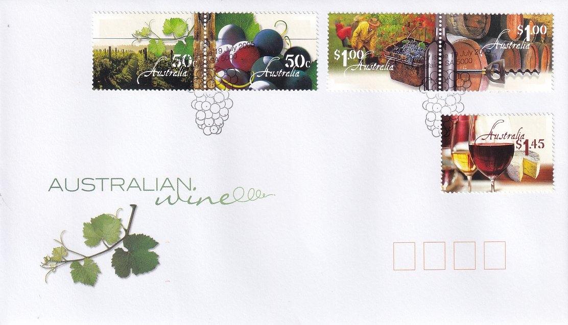 2005 Australian First Day Cover - Australian Wine set (5) - Loose Change Coins