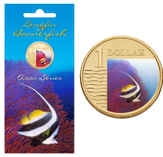 2007 Australian One Dollar Coin - Ocean Series - Longfin Bannerfish - Loose Change Coins