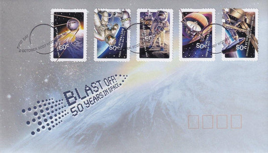 2007 Australian First Day Cover - Blast Off! 50 Years in Space S/A FDC (5) - Loose Change Coins