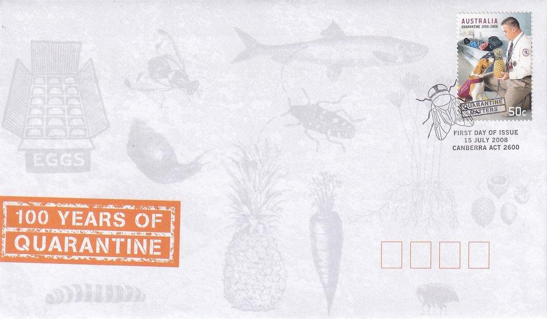 2008 Australian First Day Cover - Quarantine Service - Centenary S/A FDC, APP - Loose Change Coins