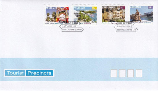 2008 Australian First Day Cover - Tourist Precincts S/A FDC (4) - Loose Change Coins